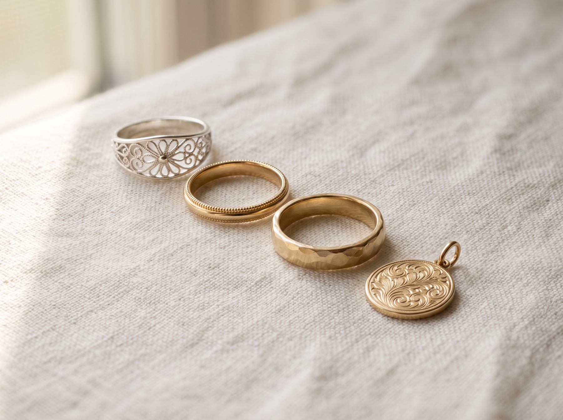 珠寶工藝示意 —— Filigree、Millegrain、Hammered、Hand Engraving 等工藝特寫